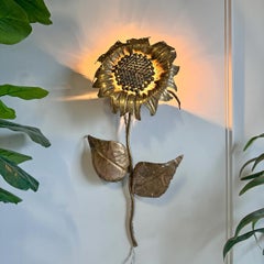 Sunflower Wall Light in brass signed by P Mas Rossi 1970's