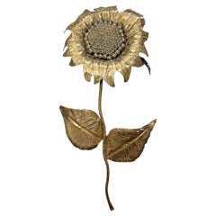 Vintage Sunflower Wall Light in brass signed by P Mas Rossi 1970's