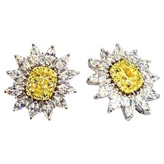Orecchini con diamanti in oro bianco e giallo Sunflower Yellow & White 14K