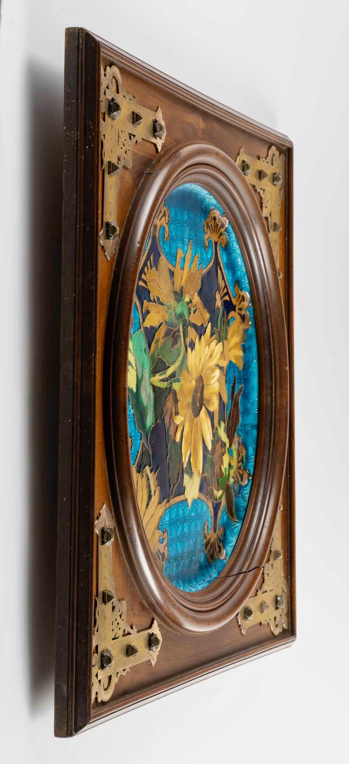 “Sunflowers “A 19th Century Aesthetic Movement Charger circa 1860 att. Lachenal 3