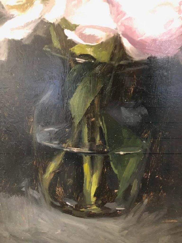 White Peonies Study (framed) - Realist Painting by Sung Eun Kim
