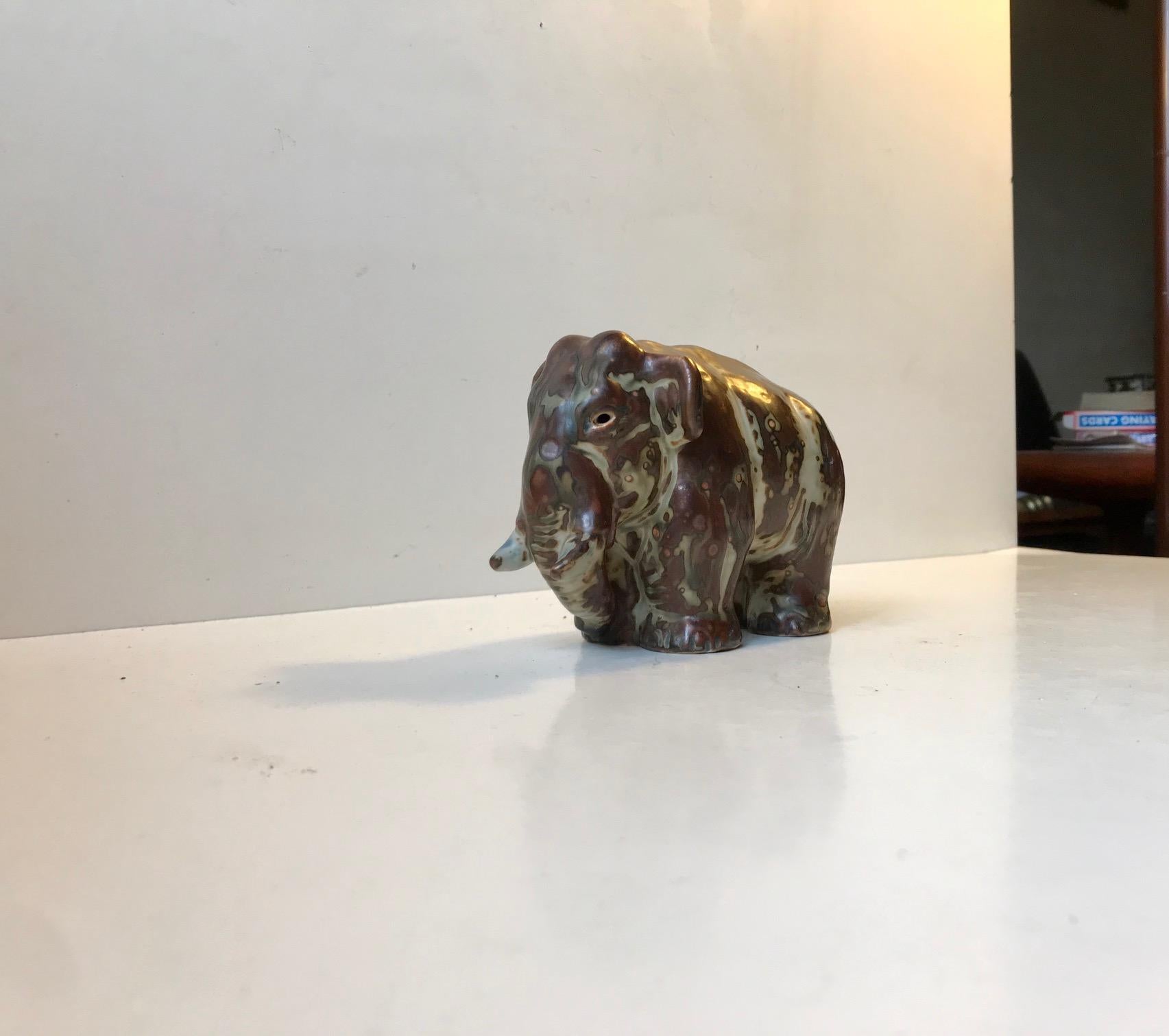 Mid-Century Modern Sung Glazed Ceramic Elephant by Knud Kyhn for Royal Copenhagen, 1950s