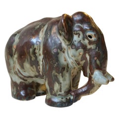 Sung Glazed Ceramic Elephant by Knud Kyhn for Royal Copenhagen, 1950s
