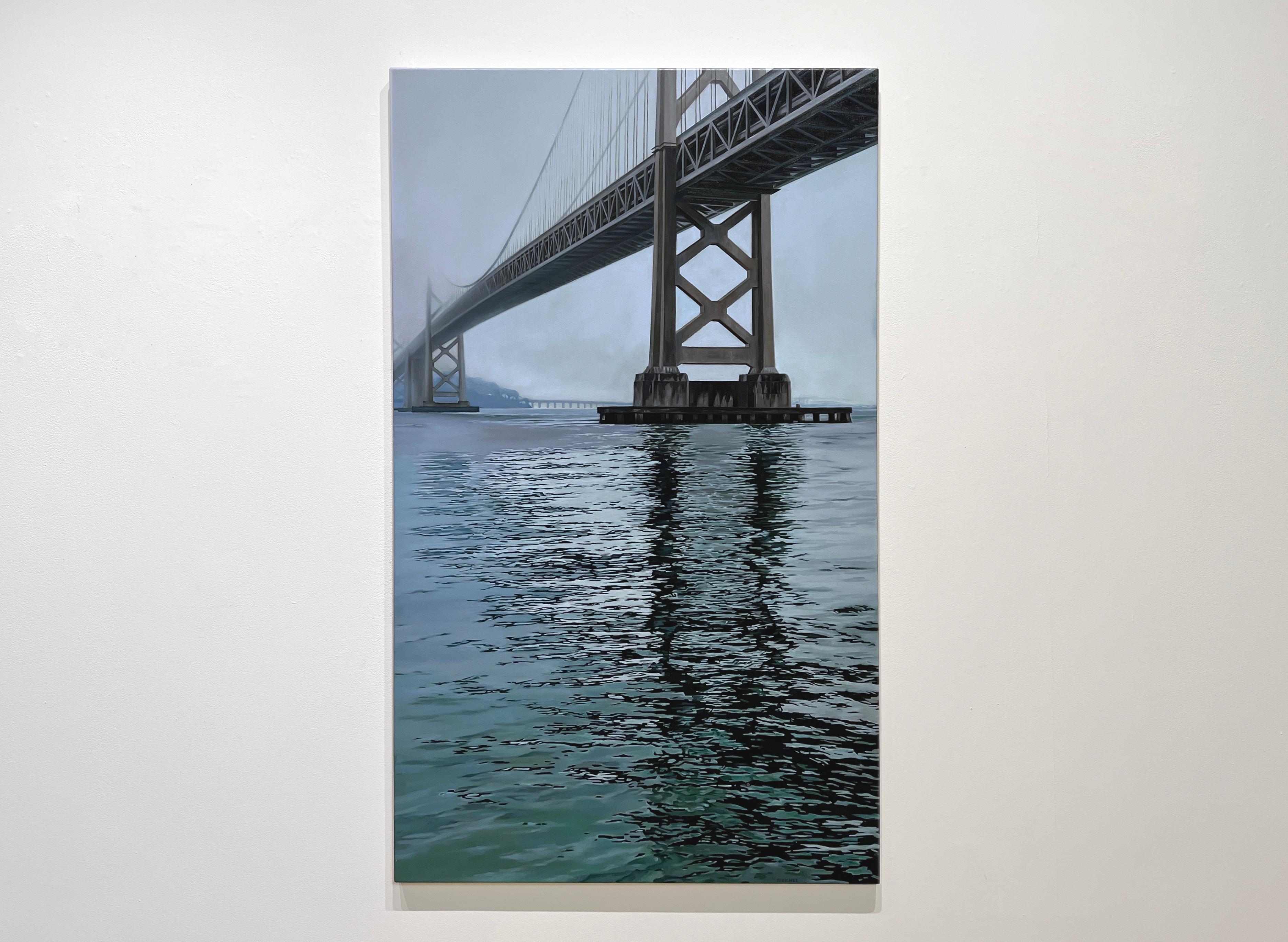 BAY BRIDGE - Contemporary Realism / South Korean Artist / California Water Scene - Painting by Sunghee Jang