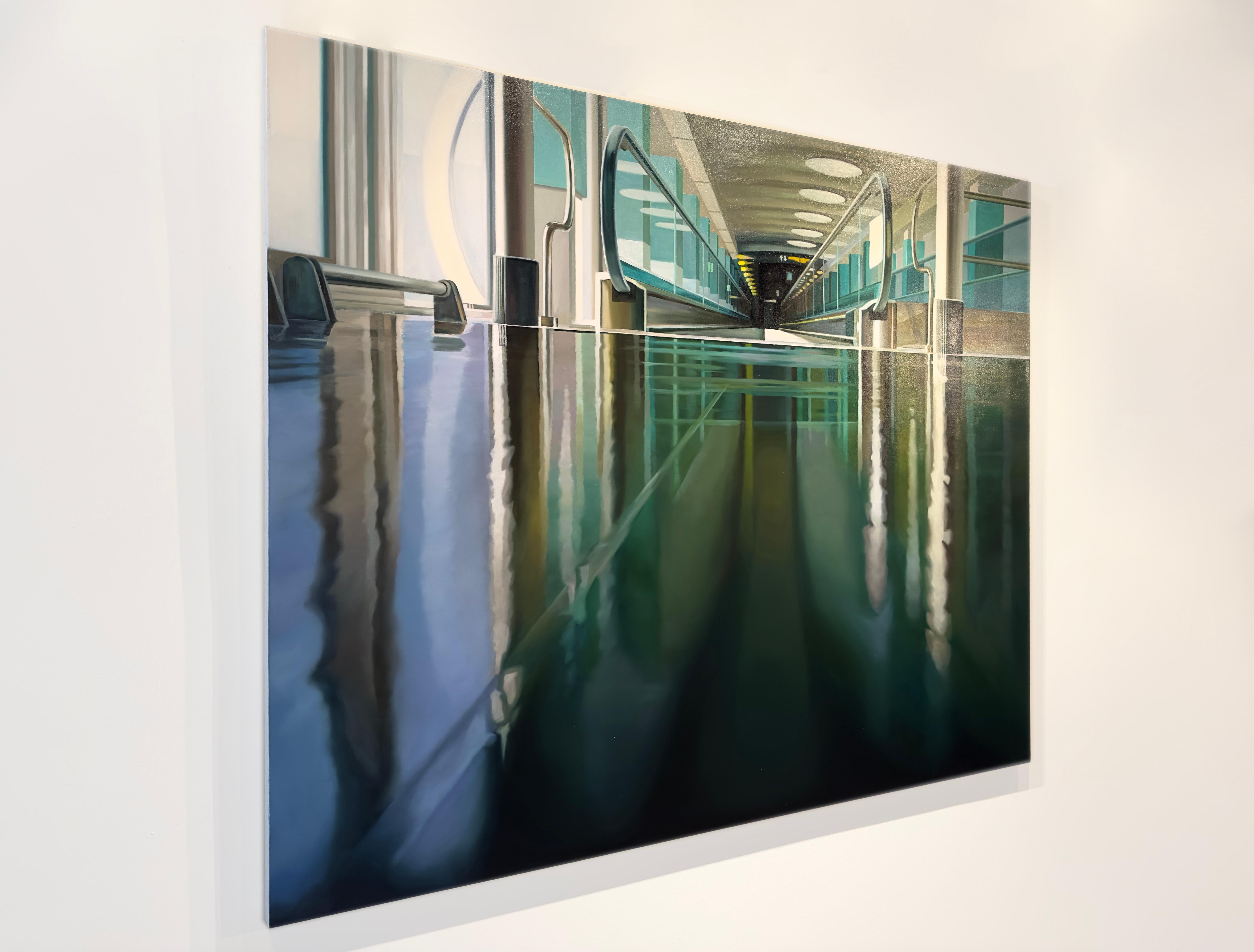 MOVING WALKWAY - Realismo, Contemporaneo, Pittura a olio - Interior Painting Nero di Sunghee Jang