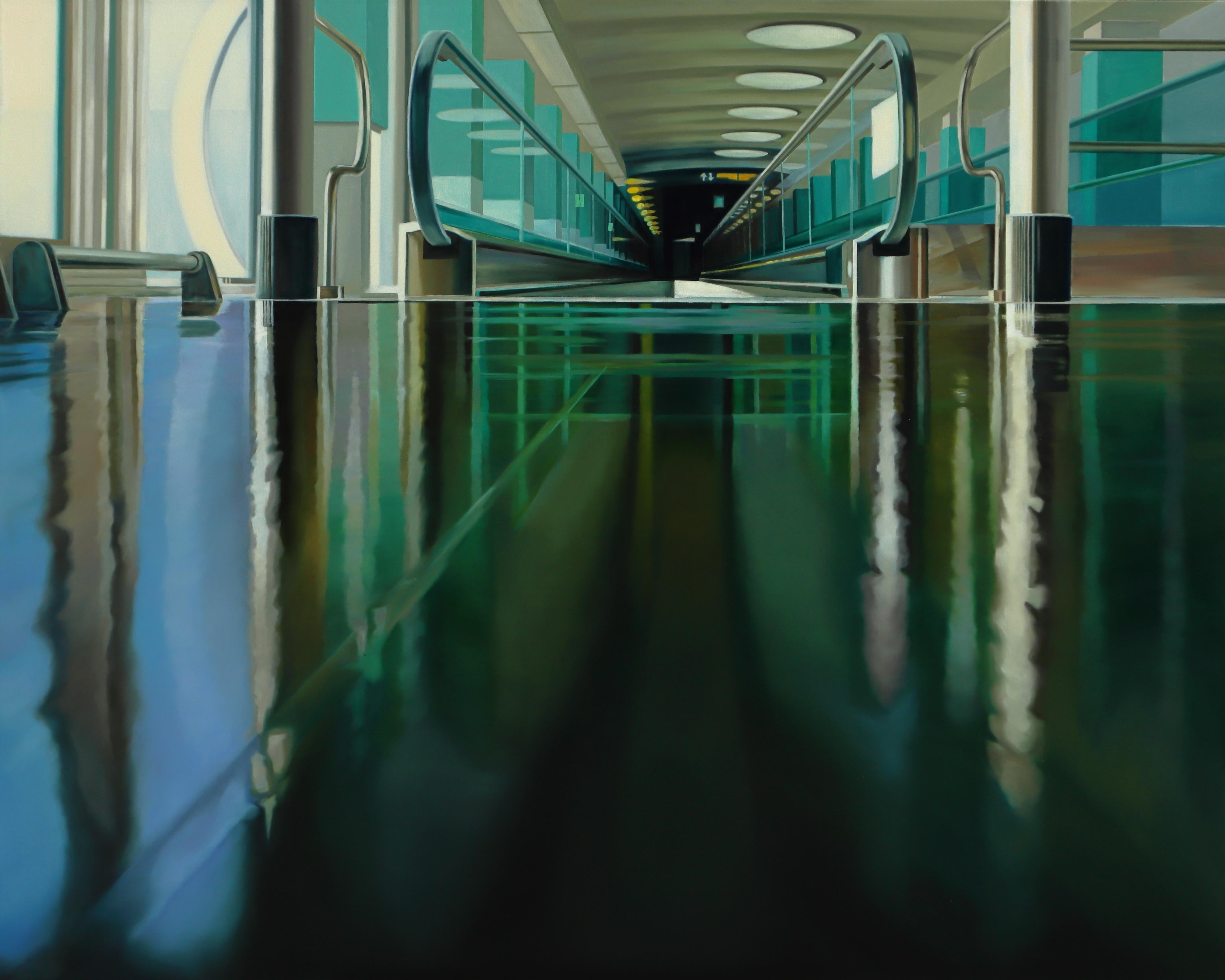 Interior Painting di Sunghee Jang - MOVING WALKWAY - Realismo, Contemporaneo, Pittura a olio