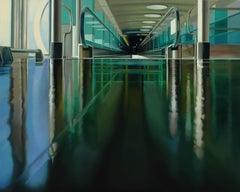 MOVING WALKWAY - Realism, Contemporary, Oil Painting