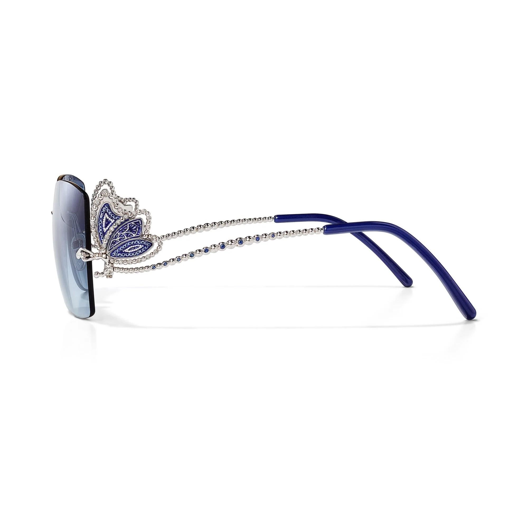 Sunglasses Gold 18KT White Diamonds Hand Decorated with Micromosaic Technique In New Condition For Sale In London, GB