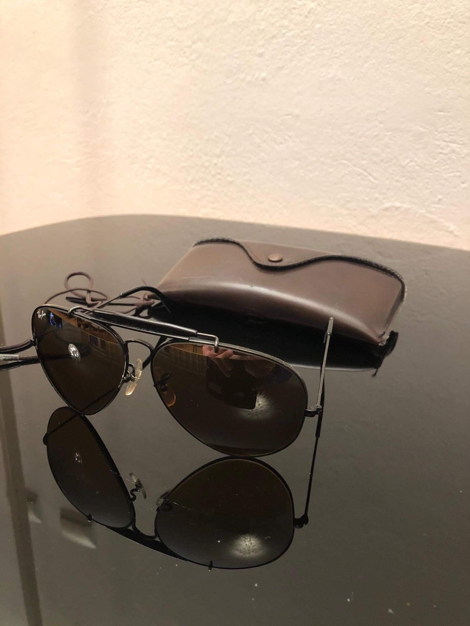 Sunglasses Ray-Ban Aviator Black Outdoorsman B-15, B & L, USA, 1980s For Sale 3