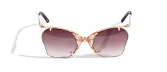Sicis Jewels 18kt Rose Gold Micromosaic Sunglasses with White & Brown Diamonds