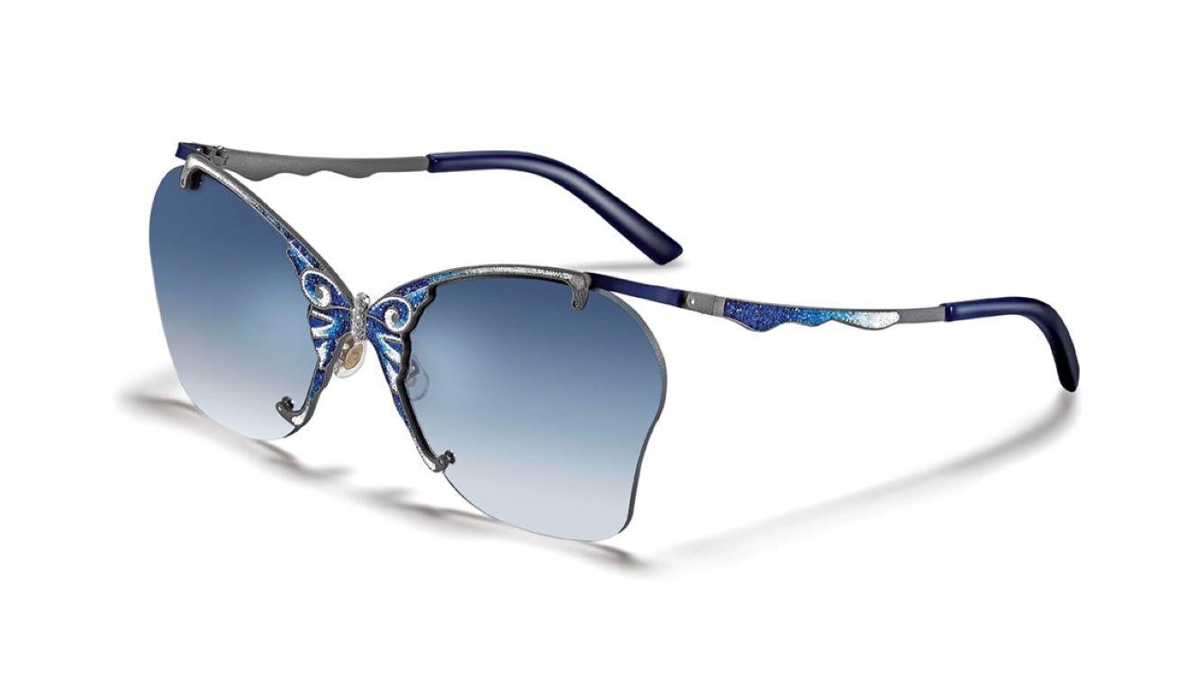 Modern Sunglasses White Gold White Diamonds Titanium Hand Decorated with Micromosaic For Sale