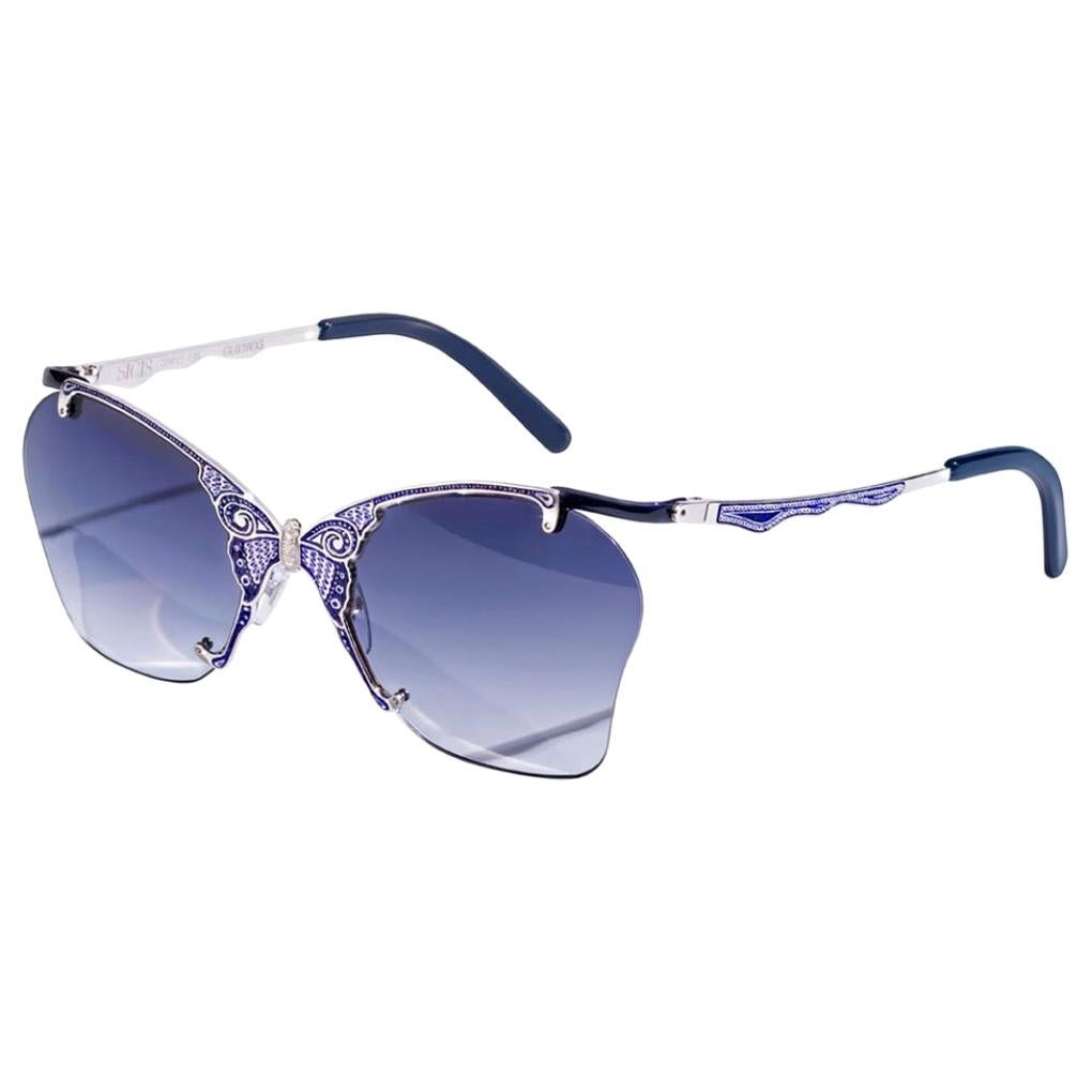 Sunglasses White Gold White White Diamonds Hand Decorated with Micromosaic