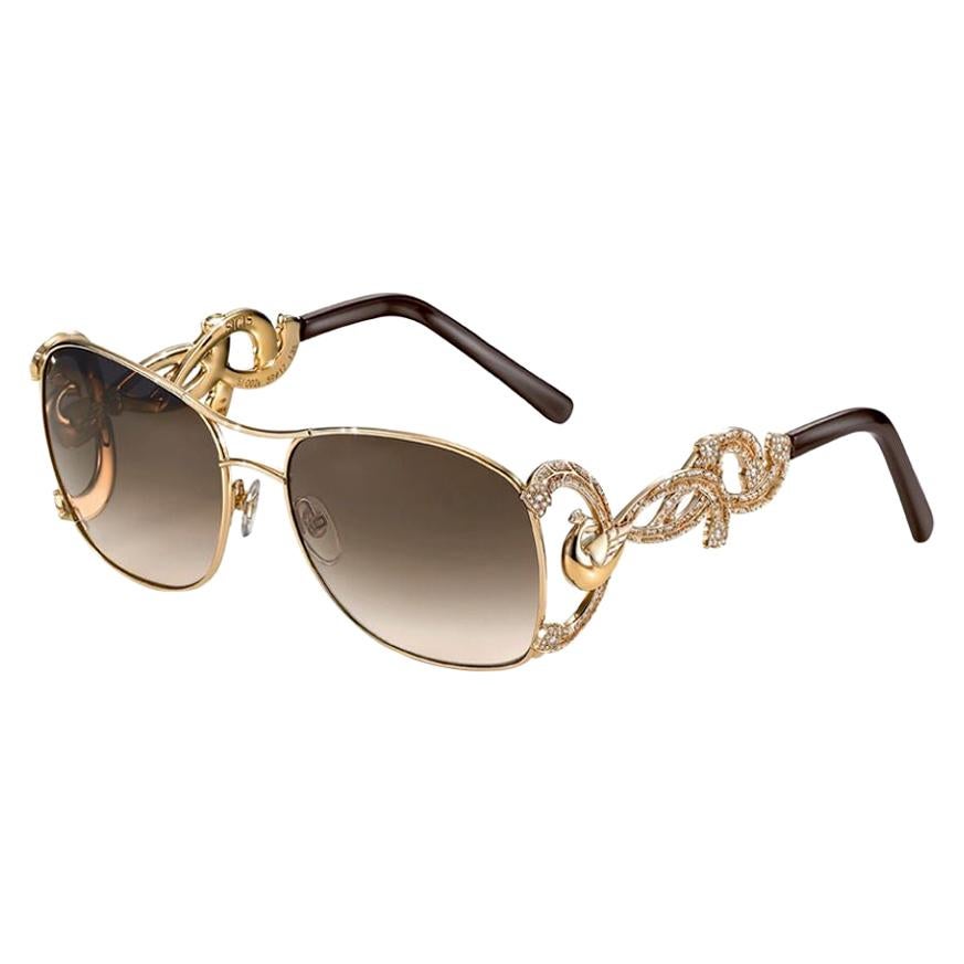 Sunglasses Yellow Gold White and Black Diamonds Handdecorated with MicroMosaic For Sale