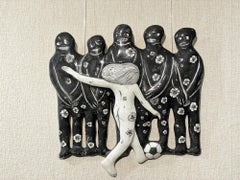 Free kick, figurative, drawing wall sculpture, Korean artist Sungrea Kim