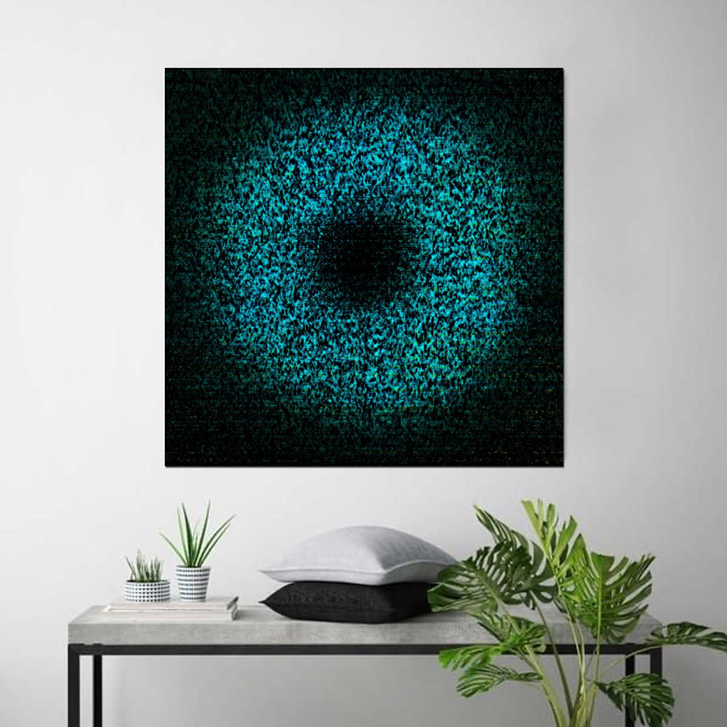 Heuristic #01 [Black, Turquois, 3D, Lenticular, New media, Circle, Space] - New Media Painting by Sungyong Hong