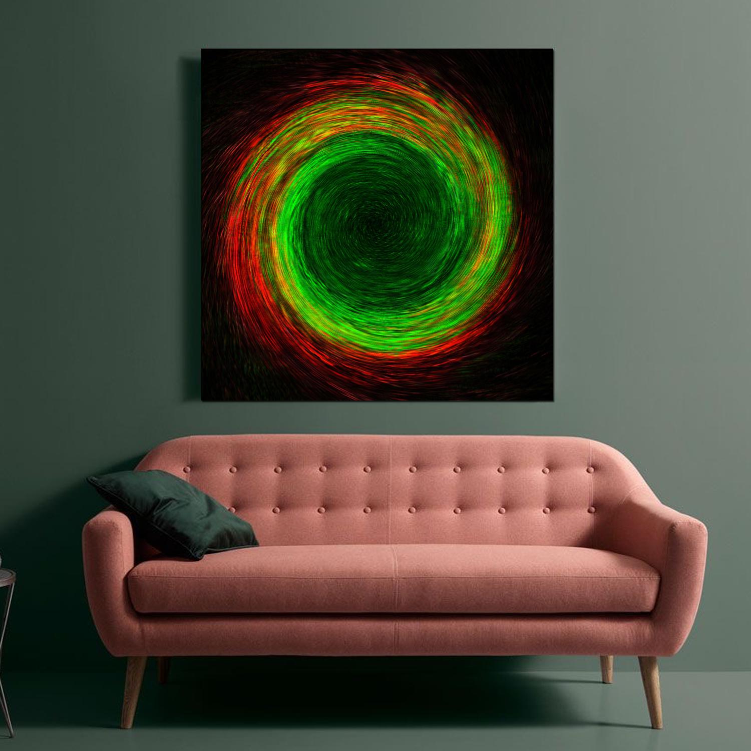 Heuristic #03 [Black, Green, Red, 3D, Lenticular, New media, Circle, Space] For Sale 1