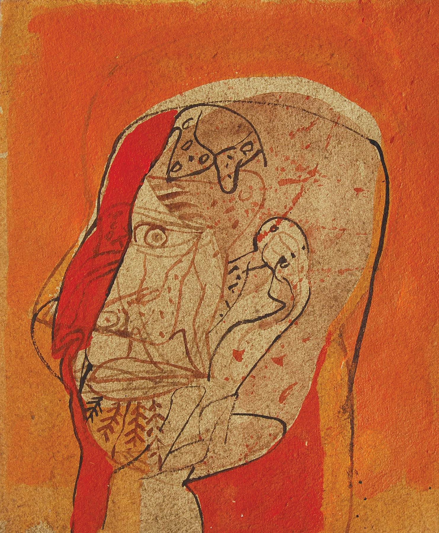 Sunil Das - Head III - 13 x 11 inches (unframed size)
Mixed Media on Board
Inclusive of shipment in ready to hang form.

Sunil Das (1939-2015) was a Master Modern Indian Artist from Bengal. Extremely successful right from his college days, Sunil Das