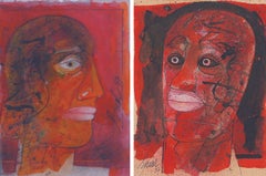 Retro Head Series, Mixed Media on Board by Modern Artist Sunil Das "In Stock"