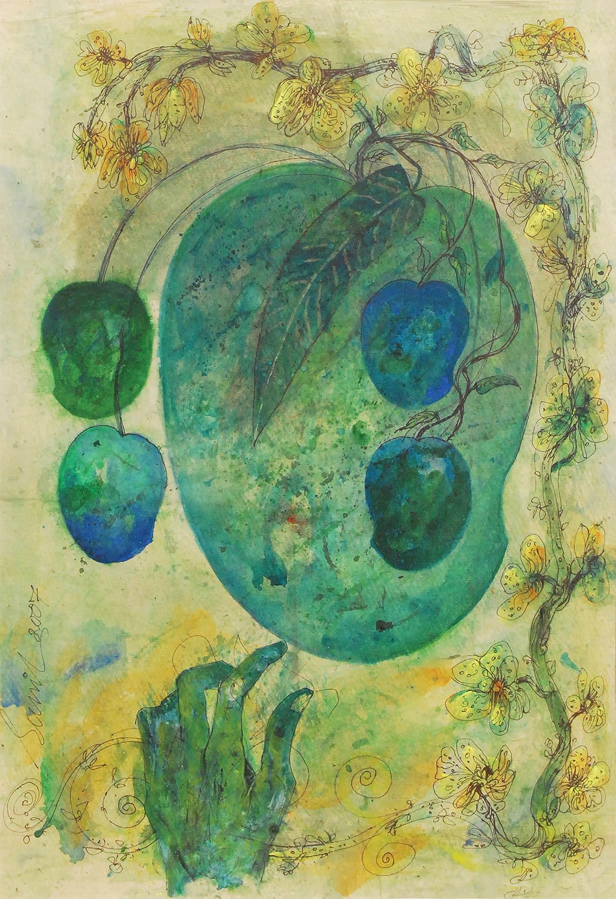 Sunil Das - Mangoes - 30 x 20 inches (unframed size)
Mixed Media on Paper
Inclusive of shipment in ready to hang form.

Sunil Das (1939-2015) was a Master Modern Indian Artist from Bengal. Extremely successful right from his college days, Sunil Das