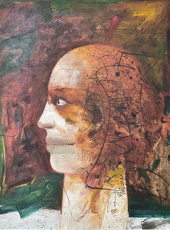 Ohne Titel, Öl auf Leinwand von der modernen Künstlerin Sunil Das, „In Stock“
