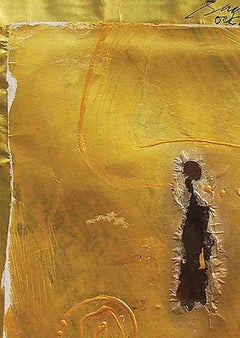 Abstract, Acrylic Relief, Mixed Media, Gold, Black by Indian Artist "In Stock"