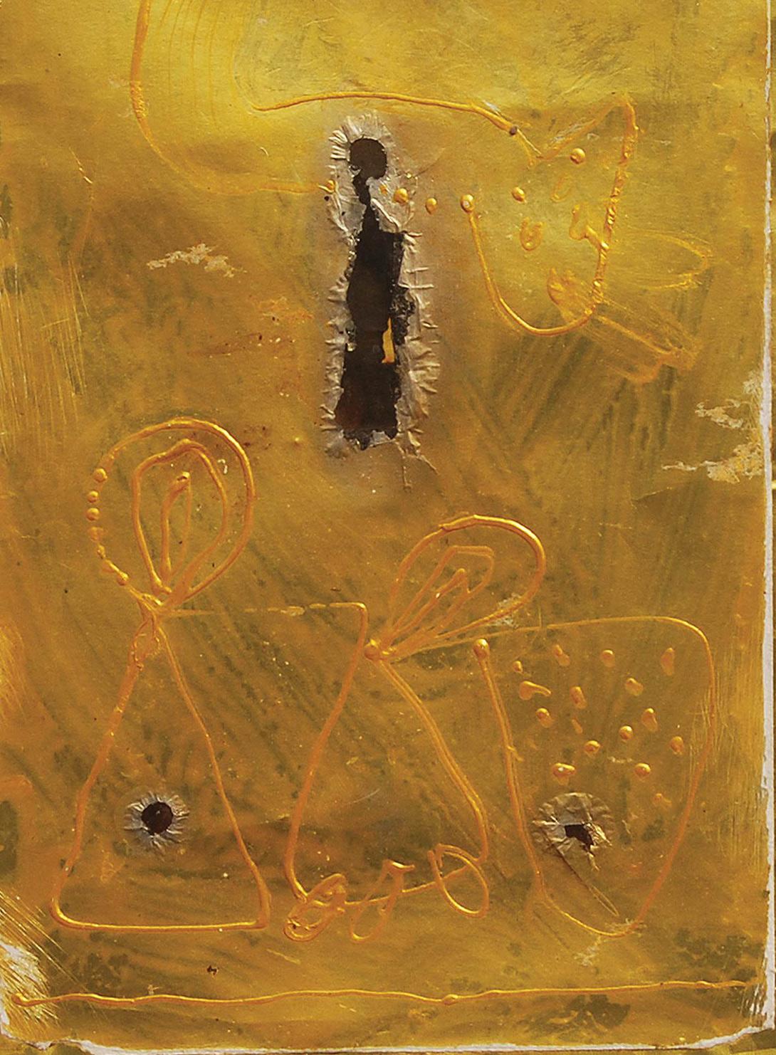 Abstract, Acrylic Relief, Mixed Media, Gold, Black by Indian Artist 