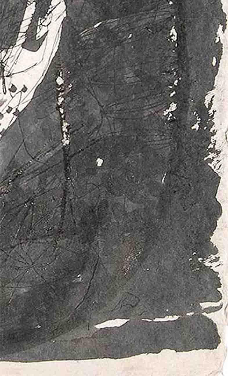 Pintura Abstracta, Tinta sobre Papel, Negro por el Artista Indio Sunil Das 