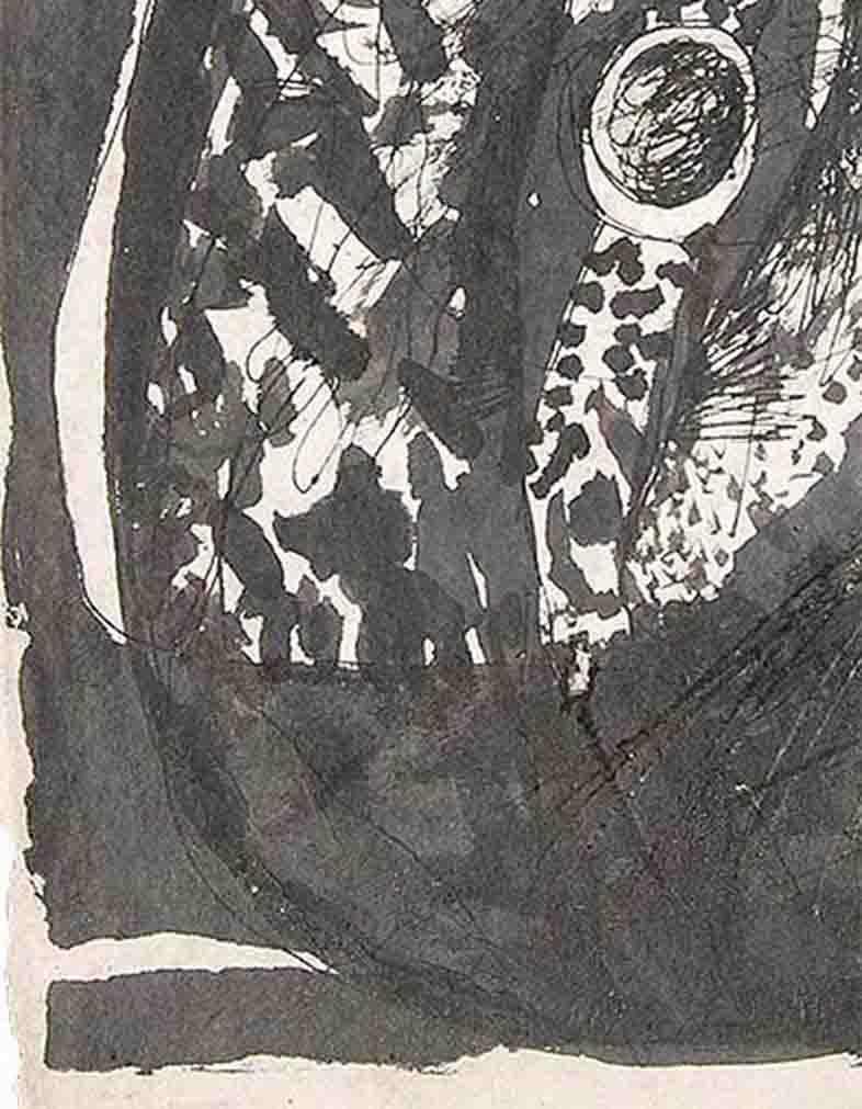 Abstract Painting, Ink on Paper, Black by Indian Artist Sunil Das 