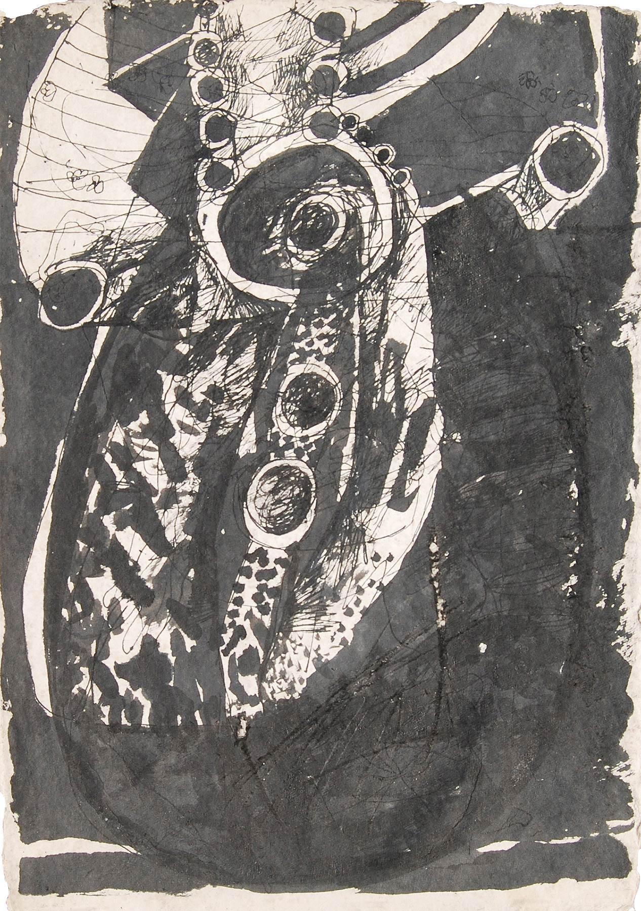 Sunil Das - Sin título - 12 x 9,5 pulgadas (tamaño sin enmarcar)
Tinta sobre papel grueso
Incluye el envío en forma lista para colgar.

Sunil Das (1939-2015) fue un maestro del arte moderno indio de Bengala. Sunil Das, que cosechó un gran éxito
