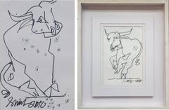 Bull Series, Pen & Ink on Paper (Set of 2) by Indian Artist Sunil Das "In Stock"