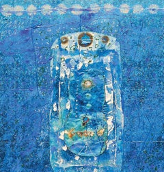 Collage Serie IX, Mixed Media, Papier, Folie, Acryl, Blau, Weiß „“Auf Lager“