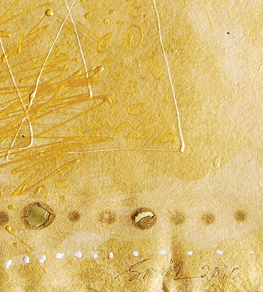 Collage Serie V, Astratto, Tecnica mista, Fevicryl Fire, Lamina, Giallo 