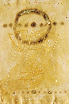 Collage Serie V, Astratto, Tecnica mista, Fevicryl Fire, Lamina, Giallo "In magazzino"