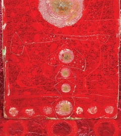 Collage Series VI, Técnica mixta, Papel, Folio, Acrílico, Rojo, Rosa "In Stock"