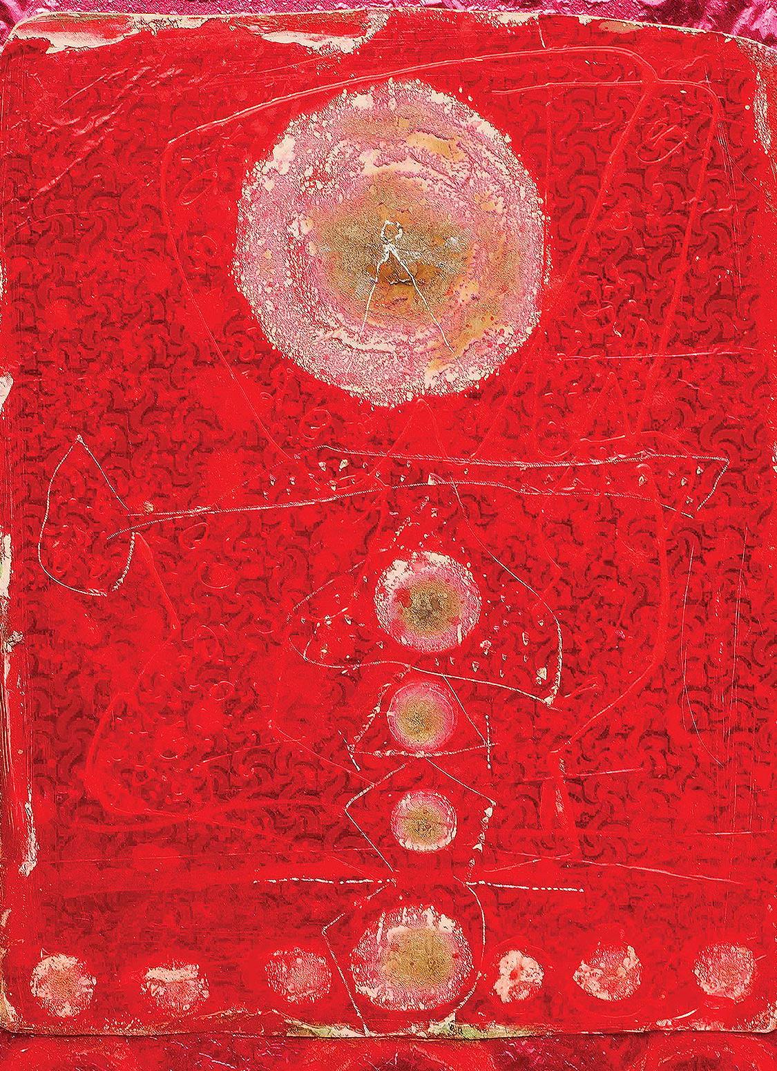 Collage Series VI, Tecnica mista, Carta, Foil, Acrilico, Rosso, Rosa 