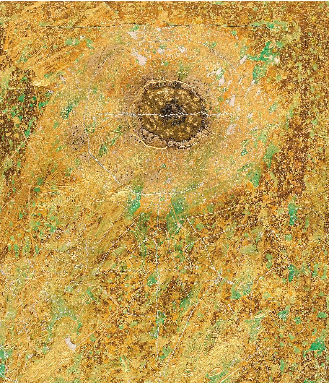 Collage Serie VII, Técnica mixta, Papel, Folio, Acrílico, Amarillo, Verde 