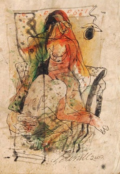 Colour based Drawings I, Nude, Watercolor, Pen, Ink on Handmade Paper "In Stock"