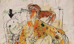 Colour based Drawings III, Acrylic, Watercolor, Pen, Ink, Brown, Green"In Stock"