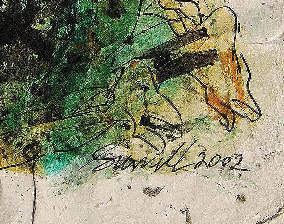 Colour based Drawings III, Acrylic, Watercolor, Pen, Ink, Brown, Green