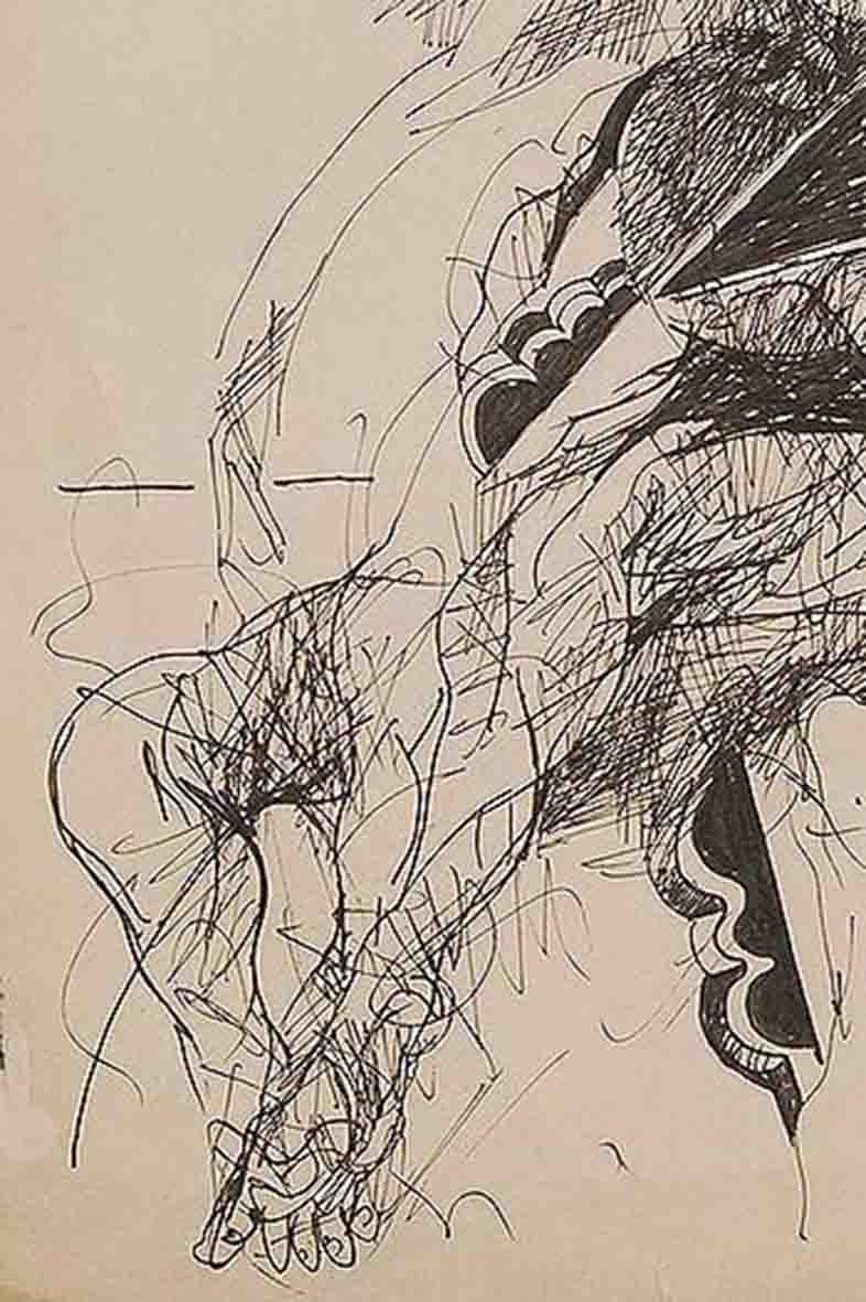 Drawings, Ink on Paper, Black & White by Padma Shree Artist Sunil Das 