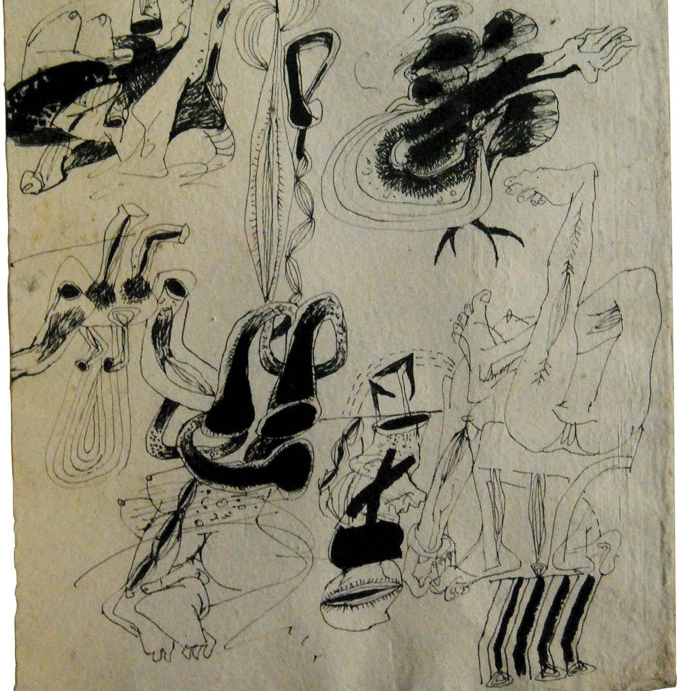 Drawings, Ink on Thick Paper, Black, White by Modern Indian Artist 