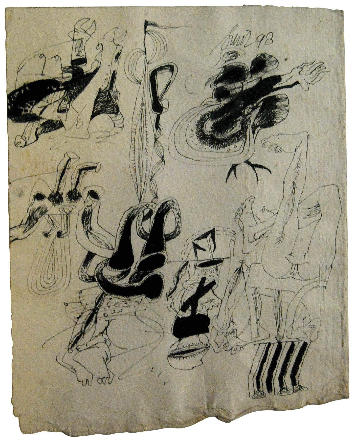 Sunil Das Abstract Painting - Drawings, Ink on Thick Paper, Black, White by Modern Indian Artist "In Stock"