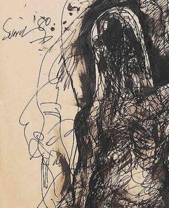 Dibujos, Apuntes, Pluma y Tinta sobre Papel, Negro, Blanco por Artista Indio "In Stock"