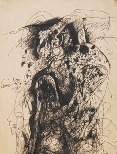 Drawings, Jottings, Pen & Ink on Paper, Black, White by Indian Artist "In Stock"