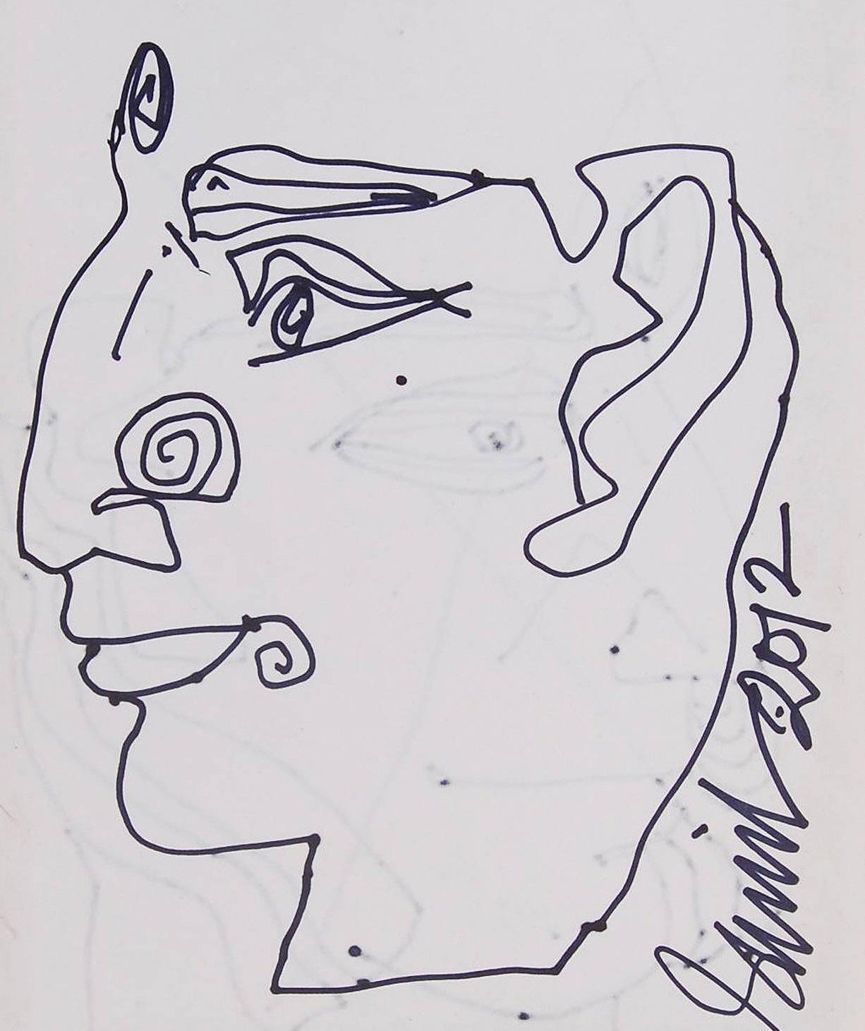 Durga, Terzo occhio, Inchiostro su carta, Nero, Bianco di Sunil Das 