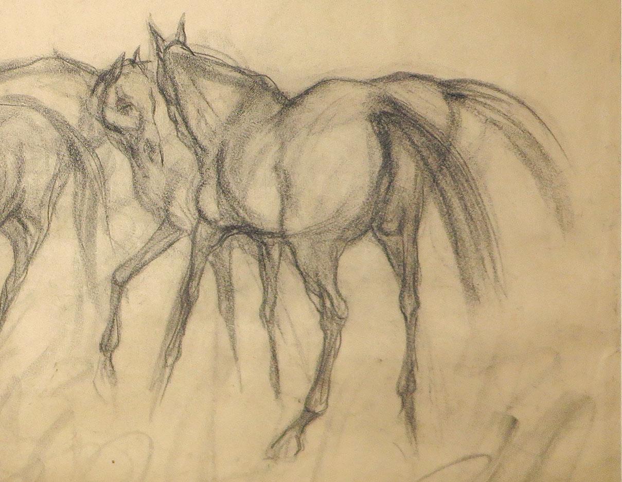 « Early Horses, Charcoal on Paper » de l'artiste indien Sunil Das « En stock » en vente 2