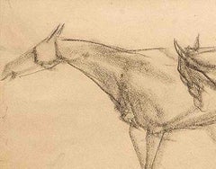 Cavalli primordiali VII, Disegno, Carboncino su carta, Nero di Artista Indiano "In magazzino"