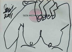 Erotic Series I, Nude Drawing, Pen & Ink on Paper, Black & White "In Stock"