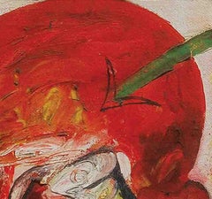 Cabeza I, Técnica mixta sobre tabla, Rojo, Verde, Amarillo por Artista indio "En Stock"