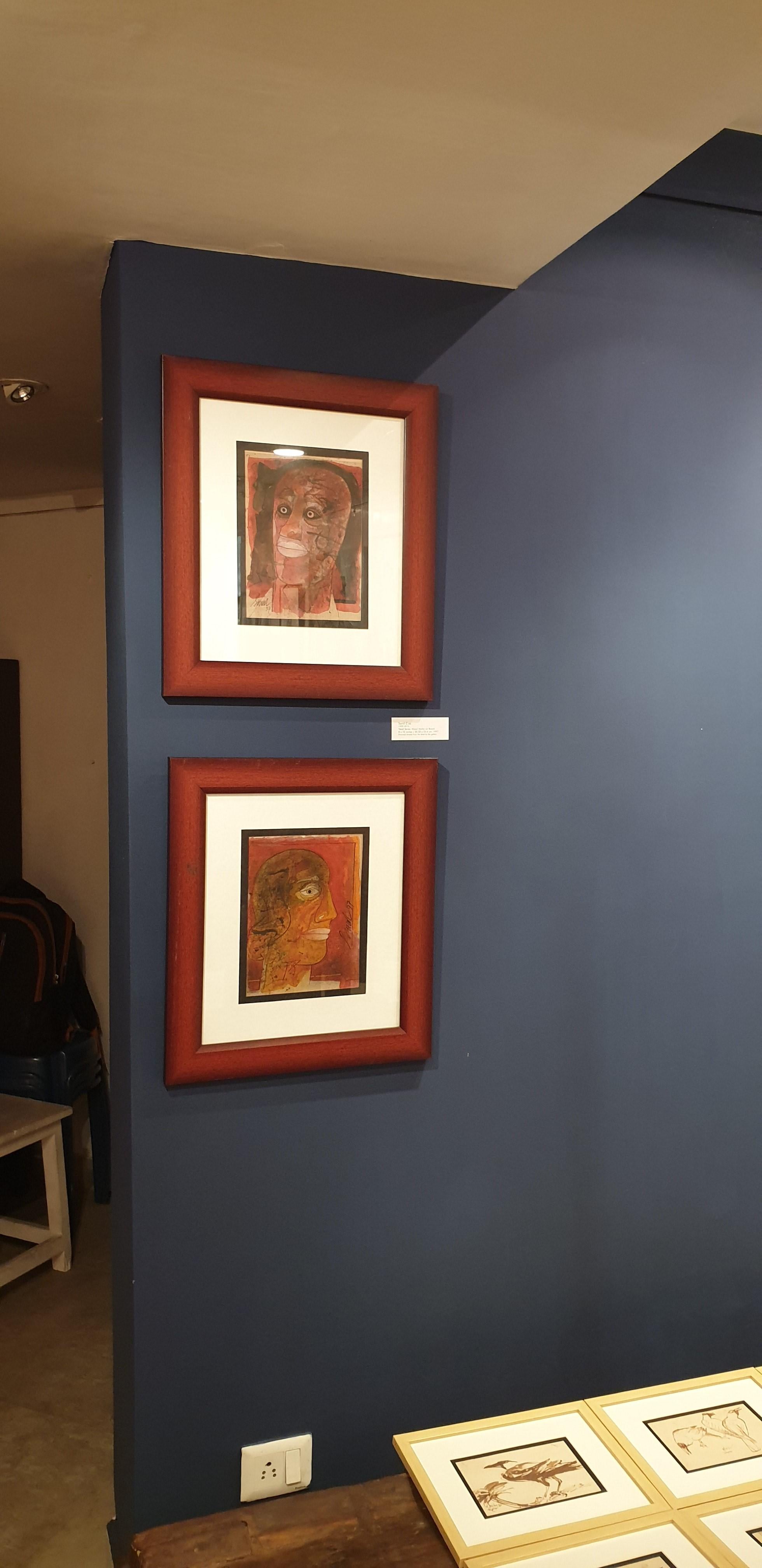 Testa II, Serie di teste degli anni '80 e '90, Tecnica mista, Rosso, Nero, Rosa 